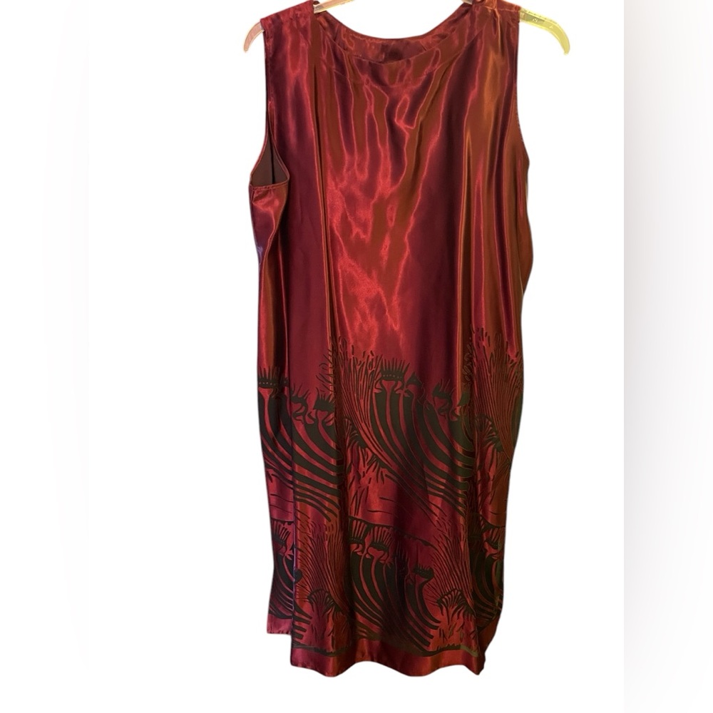 EUC Vintage Y2K Mina Collection Red Satin Black Burnout Prom Cocktail Dress, XL